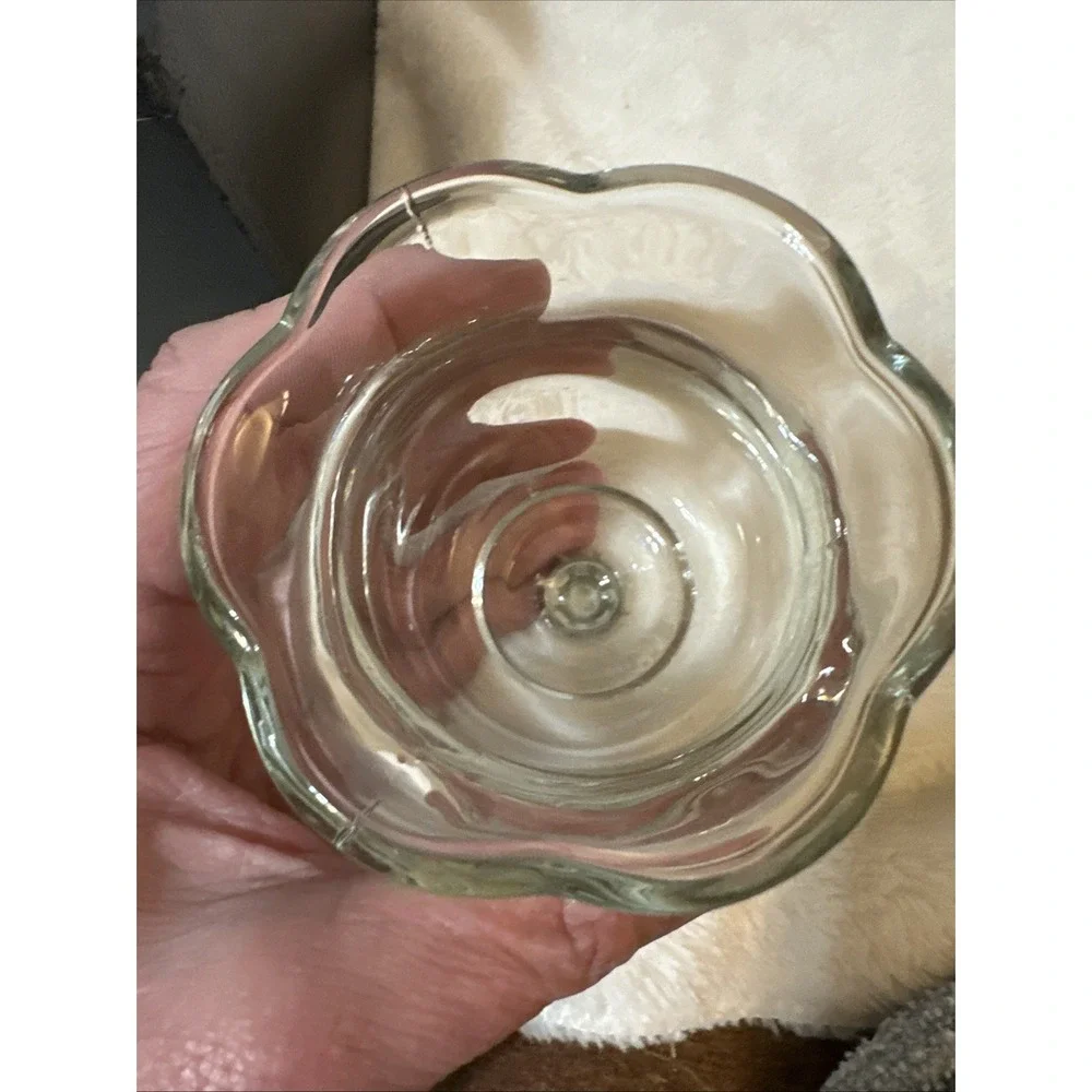 Vintage Clear Glass‎ Votive Candle Holder Tulip Design 4